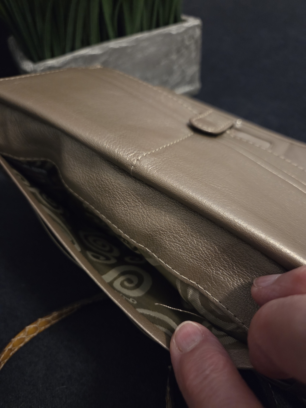 Brighton Gold Snake-Embossed Crossbody Wallet with Silver-Tone Accent - Picture 11 of 14